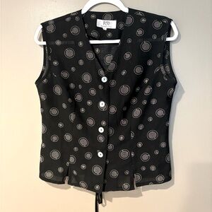 vintage trippy abstract 90s Black Polka Dot button up whimsigoth vest top